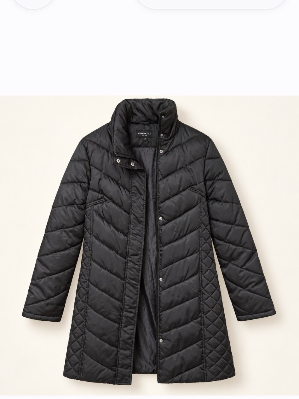 Kenneth Cole Black Quilted Long Puffer Coat
